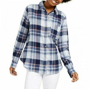 Poly & Esther Blue & Pink Plaid Flannel Shirt Cozy